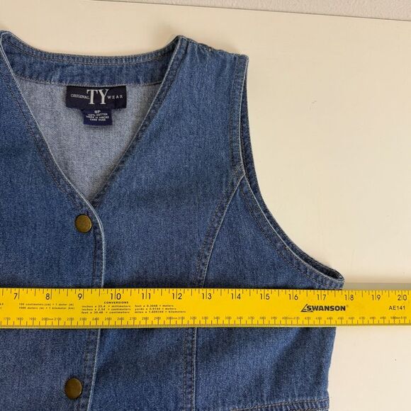 Vintage TY Wear Denim Snap Front Midi Sleeveless Dress 8P - Picture 5 of 8